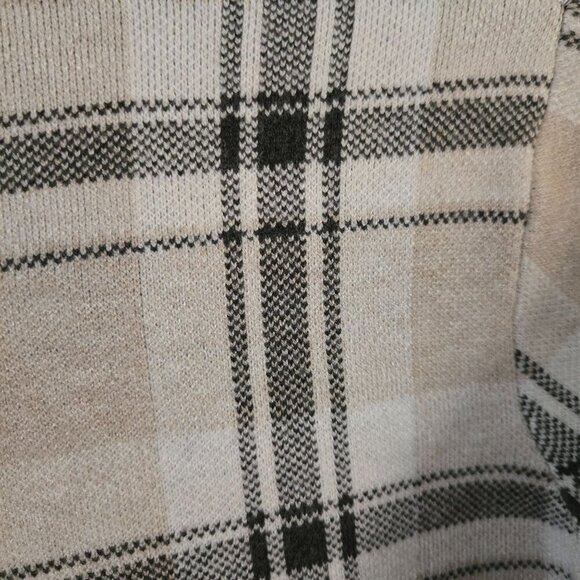 Tahari Neutral Beige Plaid Sweater Blazer Academia Preppy Size S - Picture 3 of 5